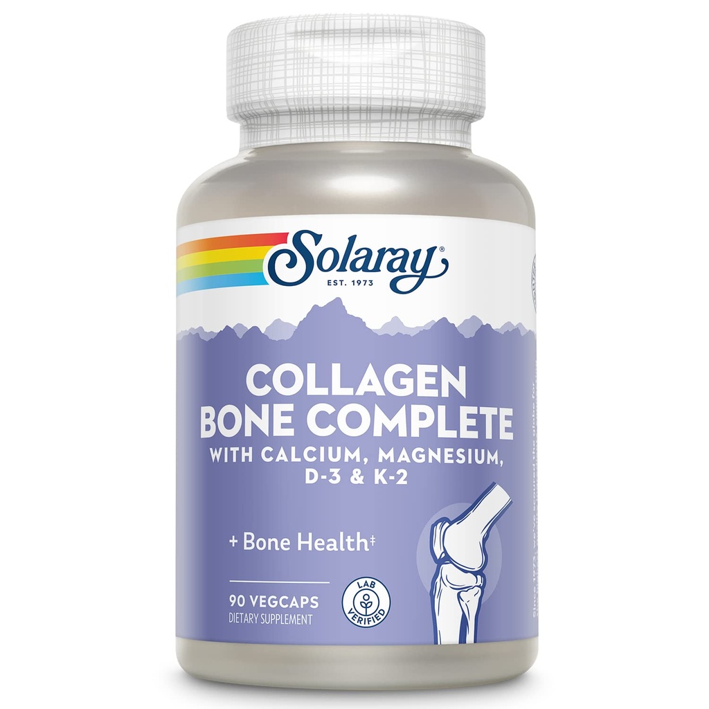 SOLARAY Collagen Bone Complete Formule de matrice osseuse avancée avec Calcium végétal et magnésium