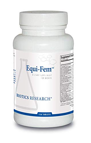 Recherche en biotique Supplément minéral multivitamine Equi Fem pour les femmes, Multi dose élevée pour le soutien prémenstruel, Soutien hormonal, Cohosh noir, Dong Quai, Soutien enzymatique digestif 126 comprimés