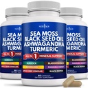 NEW AGE Silica Sea Moss, Black Seed Oil, Ashwagandha, Turmeric, Bladderwrack, Burdock - with Manuka, Honey Dandelion, ACV Black Pepper Gluten Free