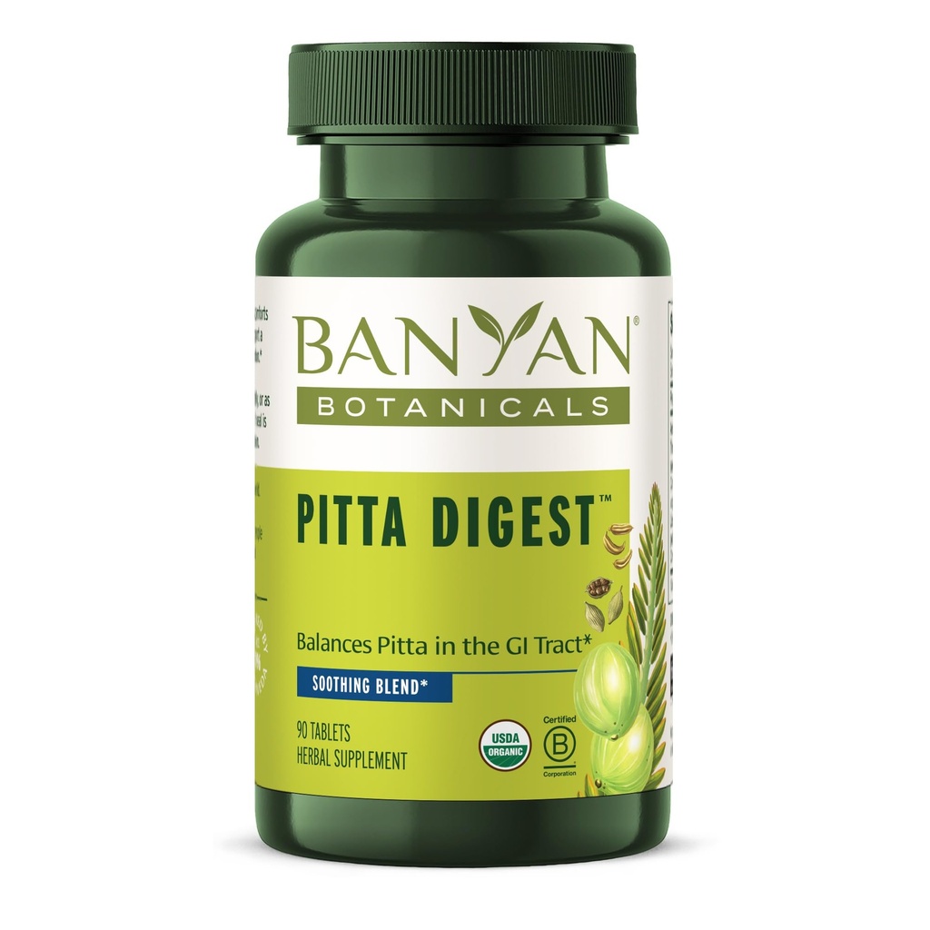 Banyan Botanicals Pitta Digest – Supplément digestif organique – Aide à la digestion apaisante et calmante pour soutenir une expérience confortable après la viande* – 90 comprimés – Vegan non-OGM source durable