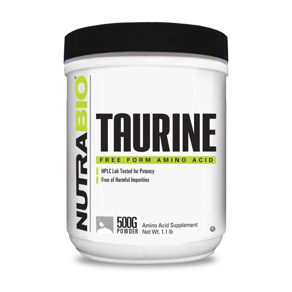 NutraBio Taurine Poudre 500g de L-Taurine Acide L-Taurine Engrais L-Taurine Supplement pour la santé cellulaire, l'énergie et le bien-être