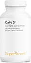 Supersmart Daily3 + Bio PQQ (All-in-One Formula) - Multivitamin für Damen und Herren - 45 Essential Nährstoffe | Non-GMO & Gluten-Free | 1 Monat Versorgung - 90 Vegetarische Kapseln