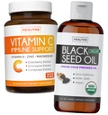 Bundle of Black Seed Oil Liquid & Vitamin C - Immun Fusion Booster Pack - Organic Black Seed Oil Liquid (8fl oz) Premium Cold-Pressed Nigella Sativa & Vitamin C Immune Support (Non-GMO)(60 Kapseln)