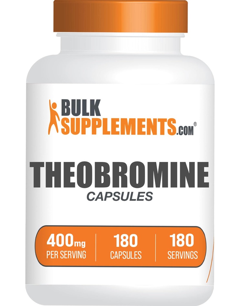 BulkSupplements.com Capsule Theobromine - Integratore Teobromina, Integratore Nootropico, Teobromina 400mg - Supporto Cervello & Energy - Gluten Free, 1 Capsule per Serving, 180 Capsule