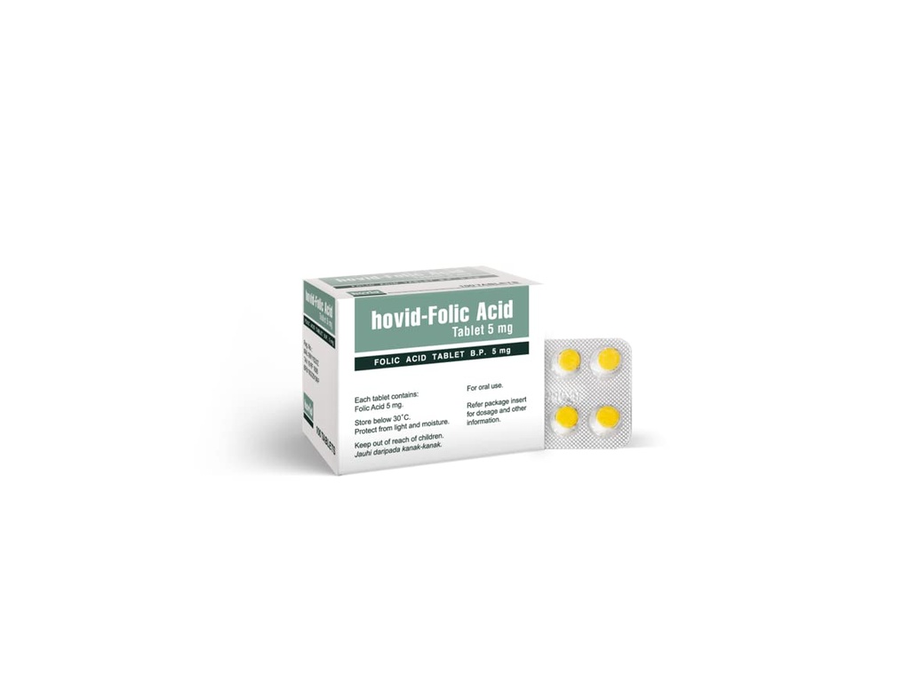 HOVID-Folsäure 5Mg 100 Tabletten (Pack mit 3 Boxen von 100 Tabletten)