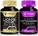 WELLNESS LABSRX Lions Mane Supplement Kapseln mit Nattokinase Kapseln | Bundle