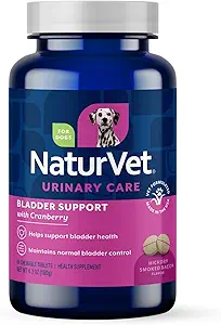 NaturVet – Bladder-Unterstützung für Hunde – Plus Cranberry | Unterstützt gesunde Blasenkontrolle und normale Urination | 60 Time Release Chewable Tablets