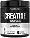 Jacked Factory Creatine Monohydrat Pulver 150g - 5g Tägliche Kreatin-Ergänzung für Männer und Frauen, Vegan-Friendly, Third-Party Getestet - 30 Servierungen, Unflavored