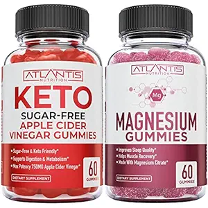 Magnésium 60 Gummies + Sans sucre Vinaigre de cidre de pomme Keto 60 Gummies