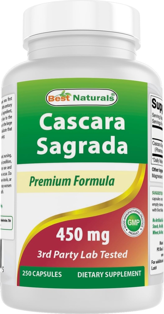 Meilleurs Naturels Cascara Sagrada 450 mg 250 Capsules