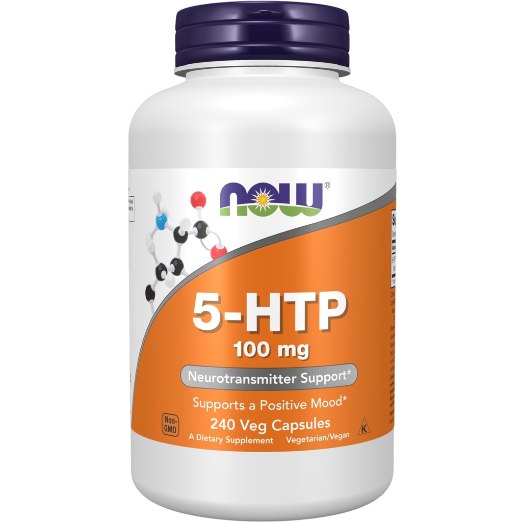 NOW Nahrungsergänzungsmittel, 5-HTP (5-Hydroxytryptophan) 100 mg, Neurotransmitter-Unterstützung*, 240 Veg Kapseln