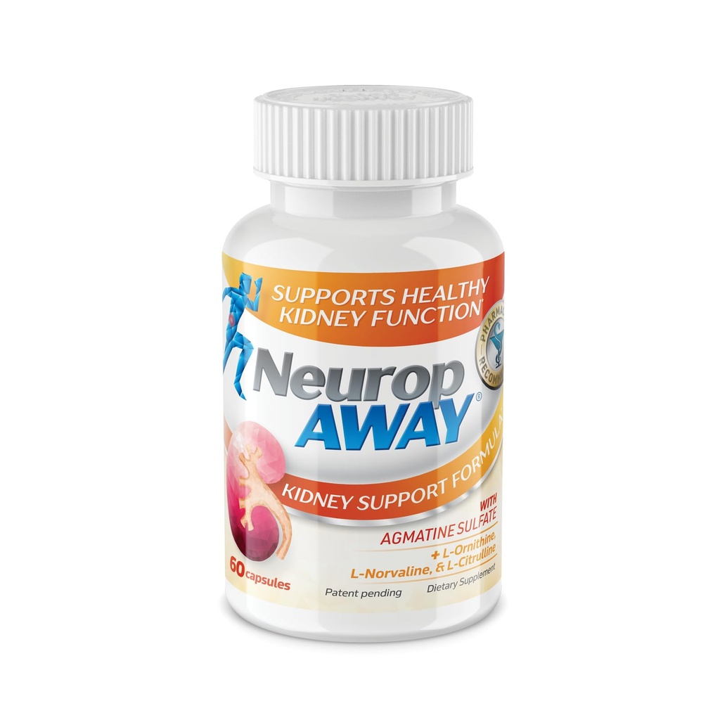 NeuropAWAY Supplément de soutien au rein avec Agmatine Sulfate, L-Novaline, L-Ornithine, L-Citrulline fournit un soutien rapide et puissant au rein, 60CT