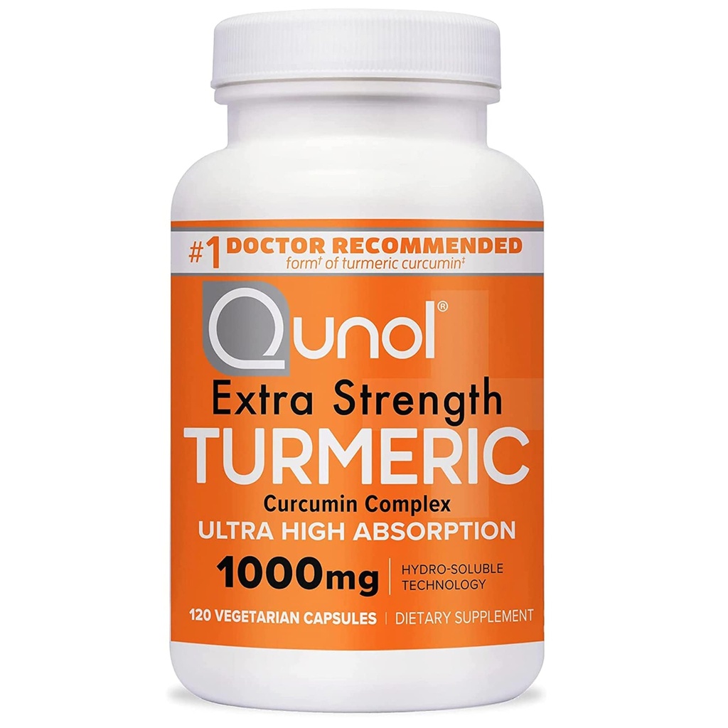 Qunol Turmeric Curcumin Supplement, Turmeric 1000mg Mit Ultra High Absorption, Joint Support Supplement, Extra Strength Turmeric Capsules, 2 Month Supply, 120 Count (Pack von 1)