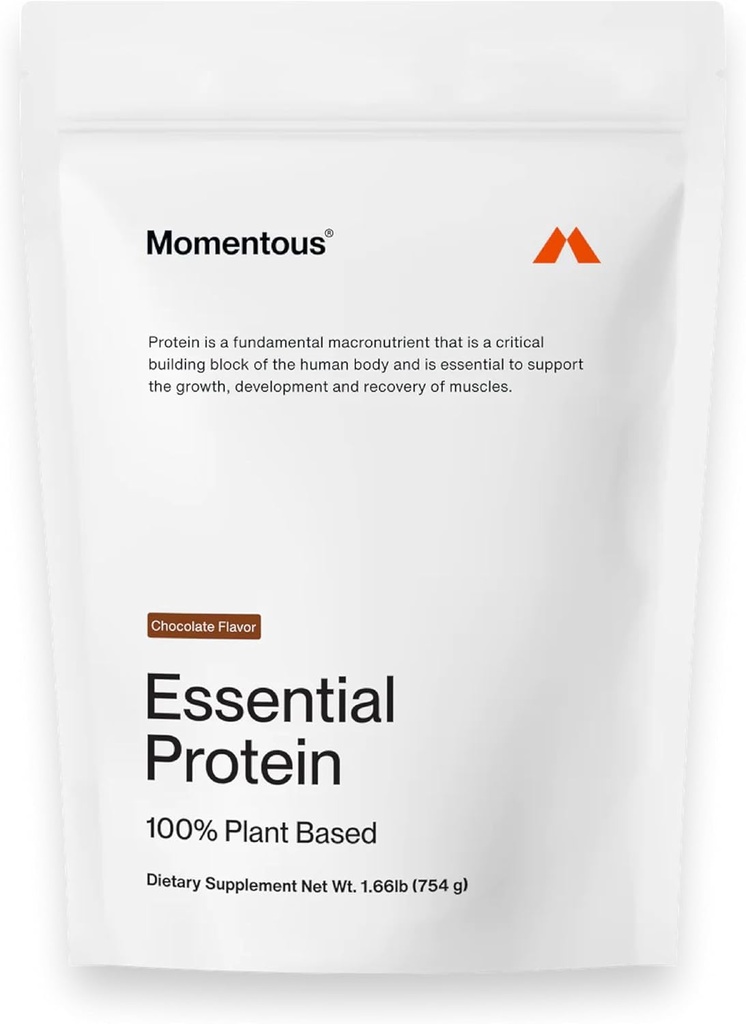 Momentous Essential Vegan Protein Powder - 20g Plant Based Protein - Certificato NSF, senza glutine, non OGM, 20 Serve per uso quotidiano essenziale, Cioccolato