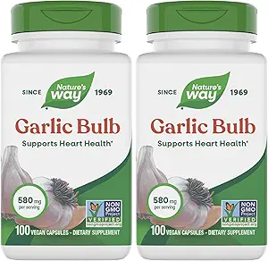 Nature's Way Bulbe d'ail, soutient la santé cardiaque*, 100 capsules véganes (paquet de 2)