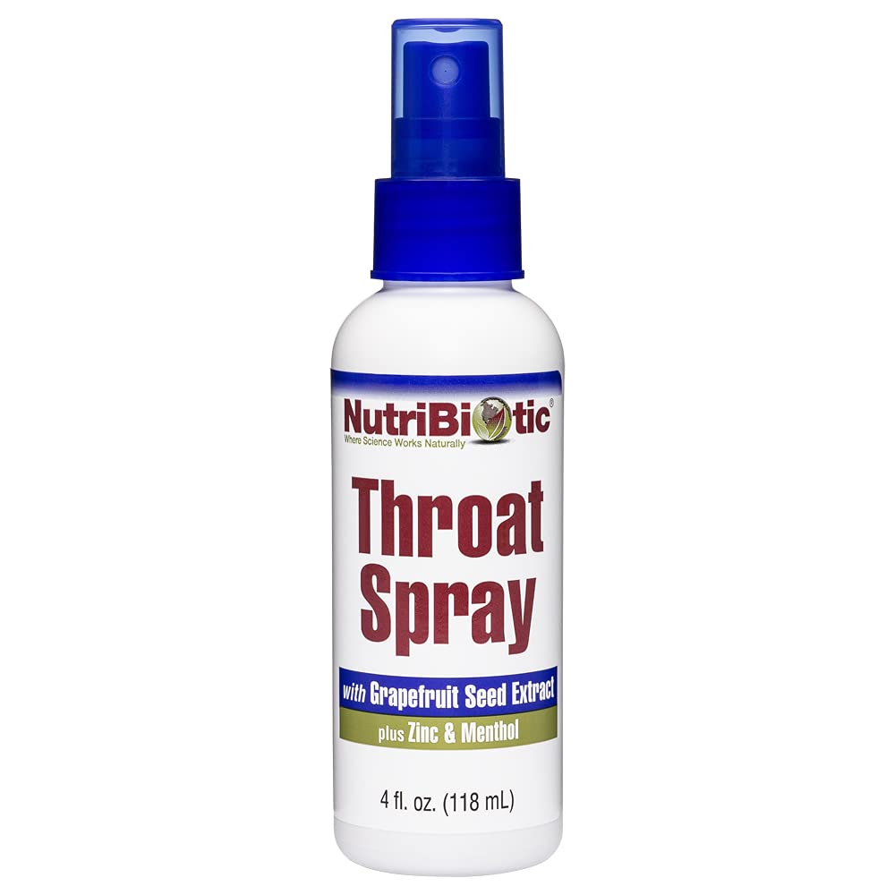 NutriBiotic – Throat Spray mit GSE, 4 Fl. Oz | Gentle und wohltuende Sore Throat-Unterstützung mit Grapefruit Seed Extract, Zink & Menthol | Alkoholfrei & Non-Medicated