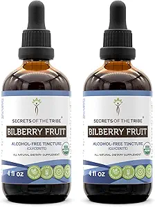 Segreti della Tribe Bilberry Fruit USDA Organic | Alcohol-Free Extract, High-Potency Herbal Drops, Vision | Made from 100% Certified Organic Bilberry (Vaccinium Myrtillus) Dried Fruit 2x4 oz