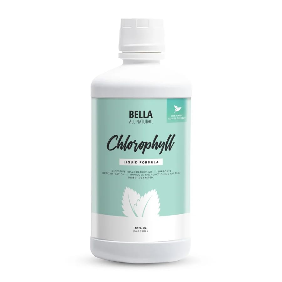 Bella All Natural Liquid Chlorophyll Tropfen Anti-Aging | Erhöht Energie | Hormonal Balance | Anti-Acne, Mint Flavor 60ml