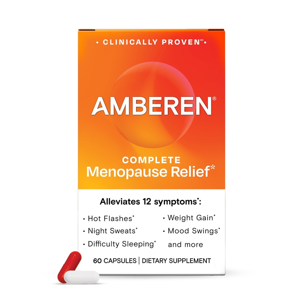 Amberen Menopause Supplement für Frauen, 180 Kapseln, Klinisch bewiesen, hilft Hormon Balance zu unterstützen, Hilft Relieve 12 Menopause Symptome: Hot Flashes, Night Sweats, Mood Swings und mehr