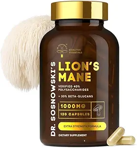 Dr. Sosnowski's BioActive Lion's Mane Mushroom Capsules | Potent 1000mg High Strength Lion's Mane Extract (120 Kapseln)