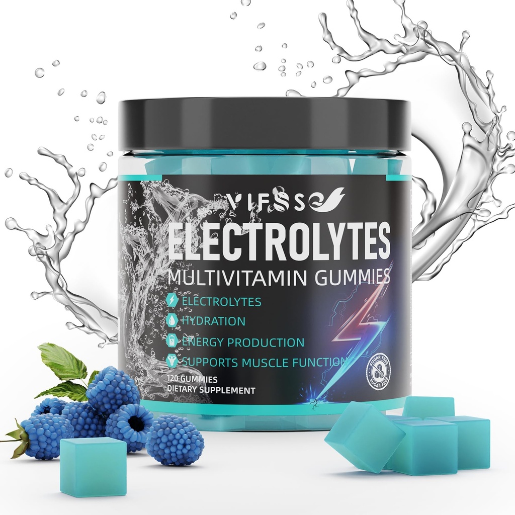 Elektrolyte keine Zucker, 120 kaubare Elektrolyt-Gummien mit 6 Elektrolyten für Läufer und Endurance Sport, Refreshing Blue Raspberry, Hydration Electrolyte Chews, 1 Pack
