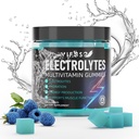 Elektrolyte keine Zucker, 120 kaubare Elektrolyt-Gummien mit 6 Elektrolyten für Läufer und Endurance Sport, Refreshing Blue Raspberry, Hydration Electrolyte Chews, 1 Pack