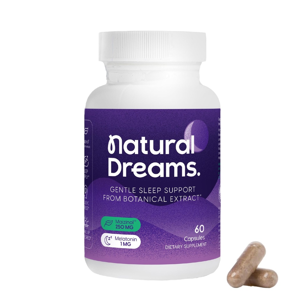 Univera 1mg Melatonina, Sogni naturali, Ingredienti botanici ed erbe, Qualità del sonno di sostegno, Mattina fresca, 250mg Maizinol, Aiuto al sonno (60 capsule, 30 giorni di alimentazione)