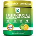 Poudre d'électrolytes Keppi – Lime citron 50 portions – Pas de supplément d'hydratation de sucre avec du potassium, du magnésium, du sodium – Keto, végétalien, ami à jeun, Zero Calorie Electrolyte boisson
