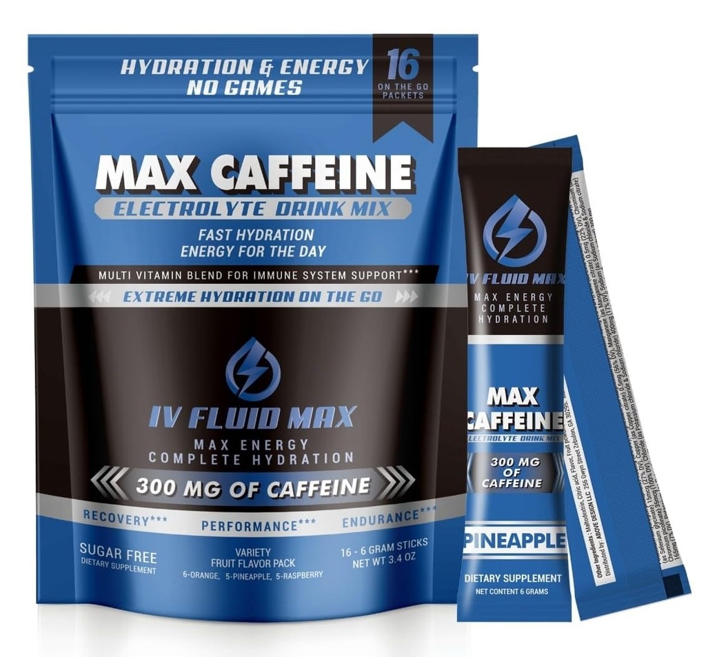 Accelerazione dell'idratazione - 300 mg Caffeina - Electrolyte + Energy Drink Mix - Preworkout/Recovery Drink