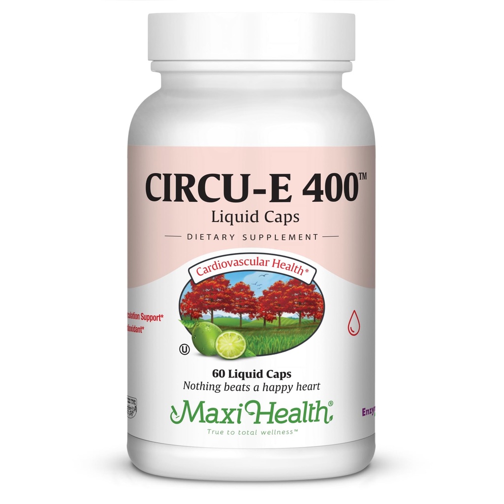 Maxi Health Circu-E 400 IU - Natürliches Vitamin E - Body's Defense System Support - 60 Kapseln - Kosher