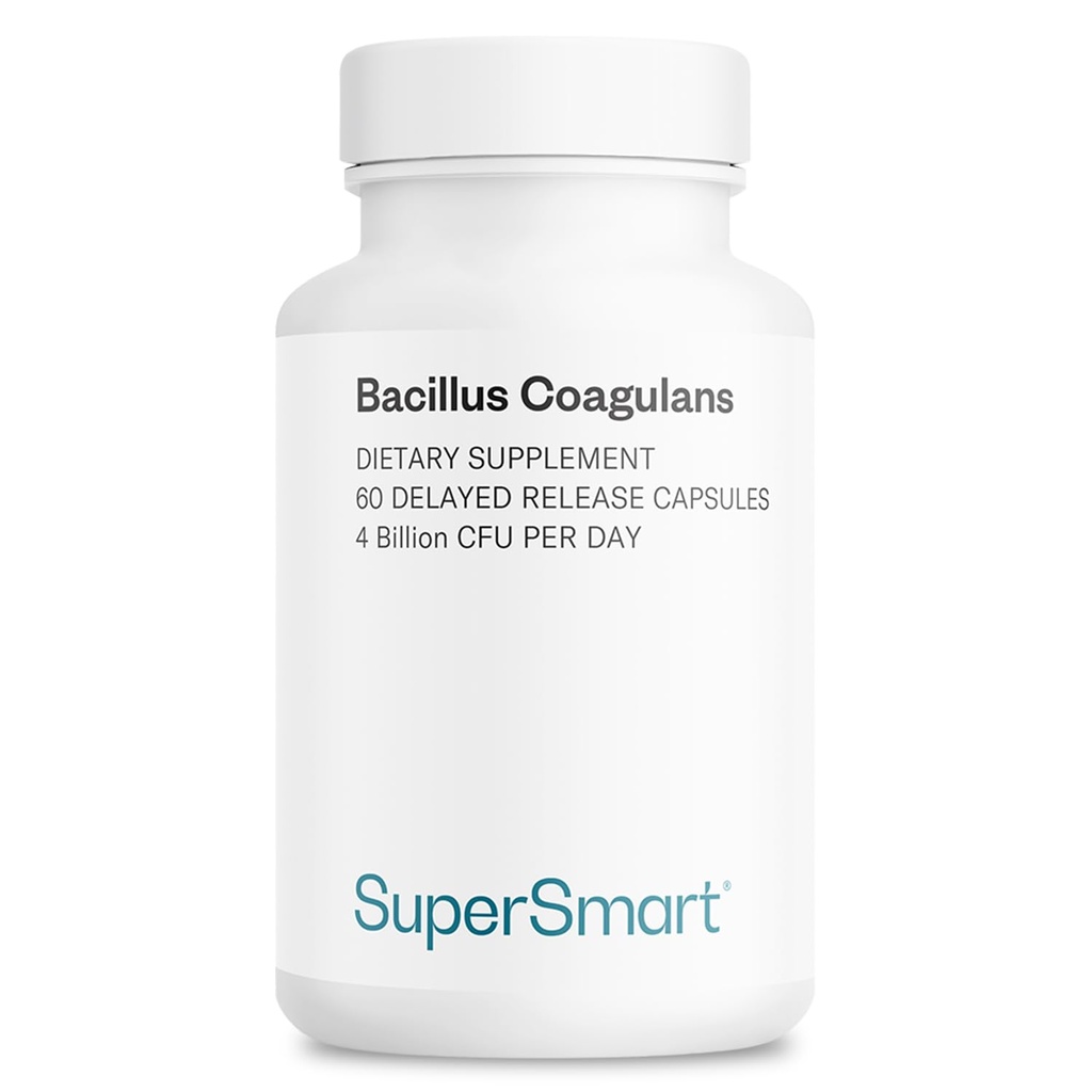 Supersmart Bacillus Coagulans Probiotic 4 miliardi di CFU al giorno (alto assorbimento) - Lactobacillus Sporogenes Supplemento | Non-OGM & Gluten Free - 60 capsule di rilascio ritardate