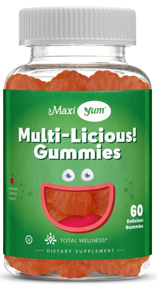 Maxi Health Multivitamin Gummis Vitamine für Erwachsene & Kinder - Kirschen Flavored Gummy Multivitamins - 60 Vitamin Gummi für Frauen und Männer - Tägliche Multi Vitamin Frauen & Mens Multivitamins Gummies