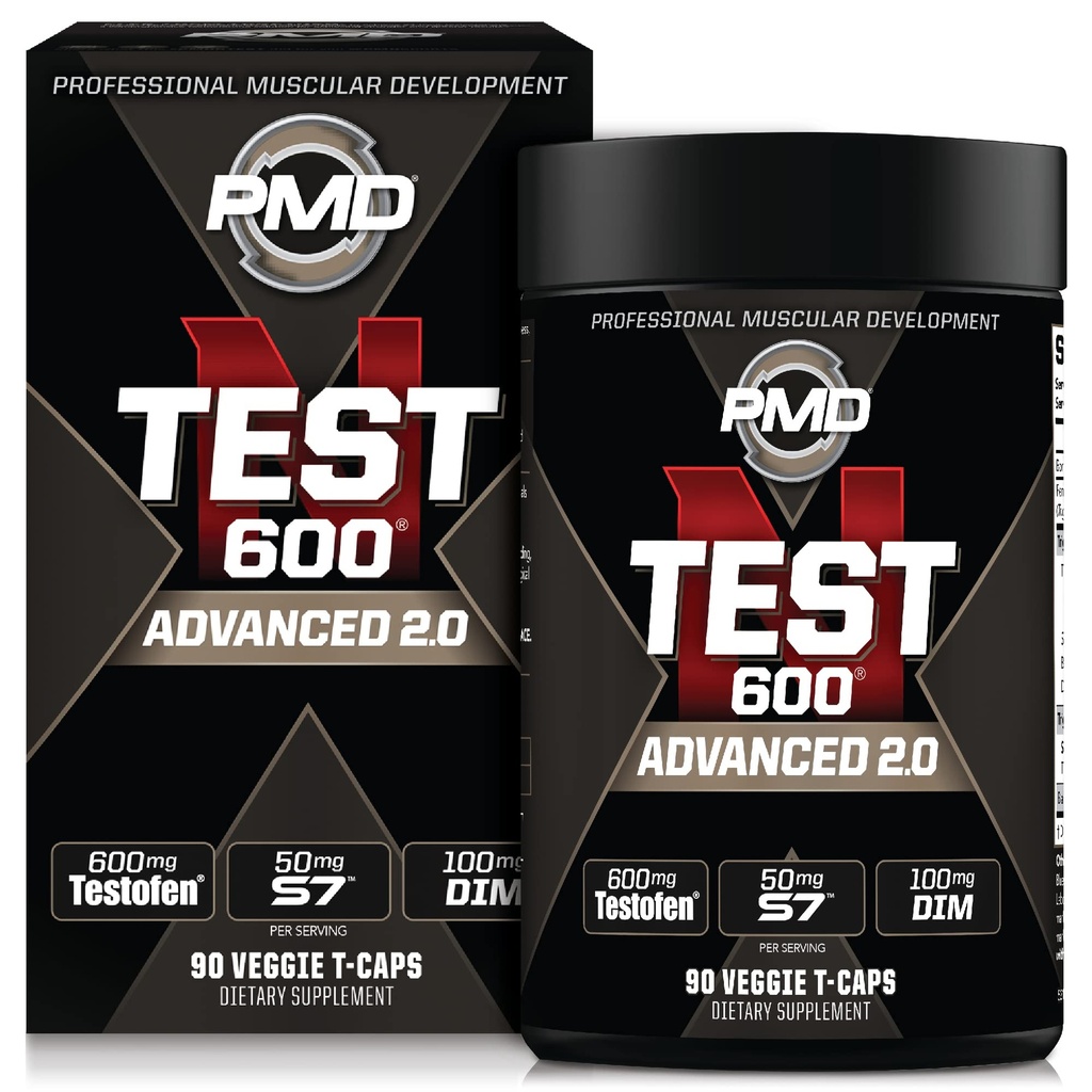 PMD Sports N-Test 600 Booster avancé d'oxyde nitrique pour les hommes - avec testofen cliniquement étudié - Lean muscles et gains de force avec la suppression des œstrogènes (90 Veggie - Caps)
