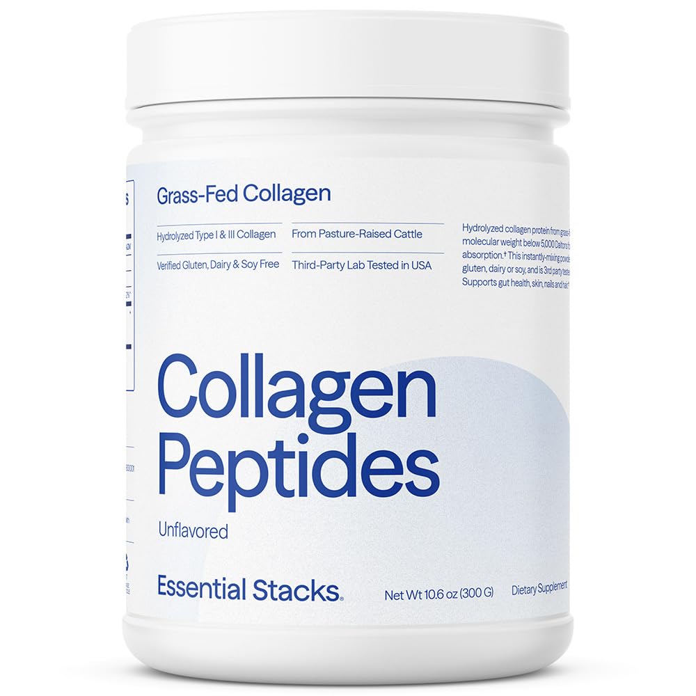 Polvere di peptidi di collagene di macchie essenziali (da Grass Fed American Cattle) - Gluten, Dairy & Soy Free - Integratore di collagene idrolizzato non aromatizzato (10,6 oz)