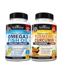 Triple Strength Omega 3 Fish Oil Softgels (2 mesi di alimentazione) Plus curcumina curcuma curcuma con pepe nero estratto 1500mg Complesso (2 mesi di alimentazione)