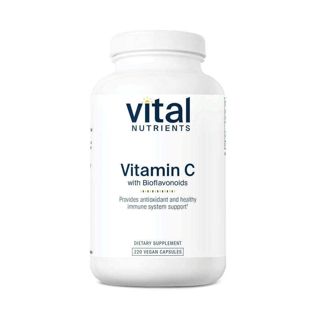 Vitamina C con Bioflavonoidi | Integratore Vegano per Supporto Immune* | 1000mg Vitamina C e 500mg Citrus Bioflavonoide | Glutine, Latticini e Soia Free | Non OGM | 220 Capsule