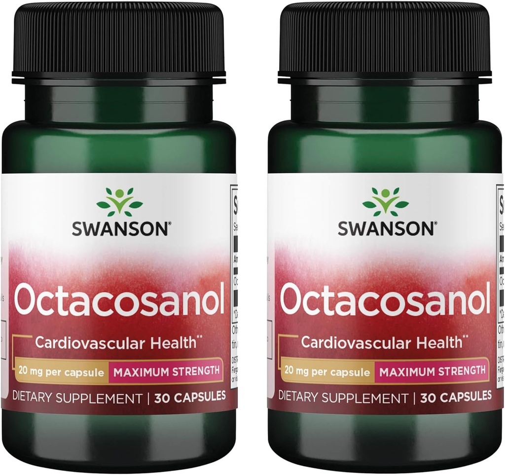 Swanson Résistance maximale Octacosanol 20 Milligrammes 30 Capsules (2 Pack)