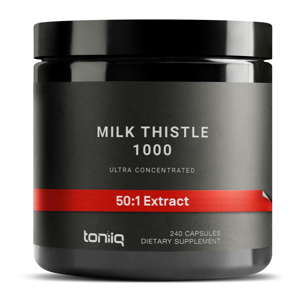 Toniiq Milk Thistle - Ultra High Potency 50:1 Extrakt mit 80% Silymarin - Hochkonzentriert - Third-Party Lab Tested - 240 Kapseln