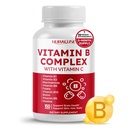 Vitamina B Complex B1, B2, 6,9,12 Niacina, con Vitamina C - Supporta la salute del cervello, livelli di energia, pelle, capelli e unghie