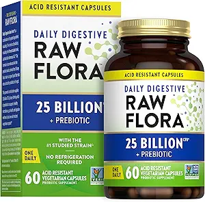 Flora cruda della verità della natura Probiotici con prebiotici | 25 miliardi di CFU | Capsule digestivi giornalieri | Vegetariano & Gluten Integratore gratuito per uomini e donne