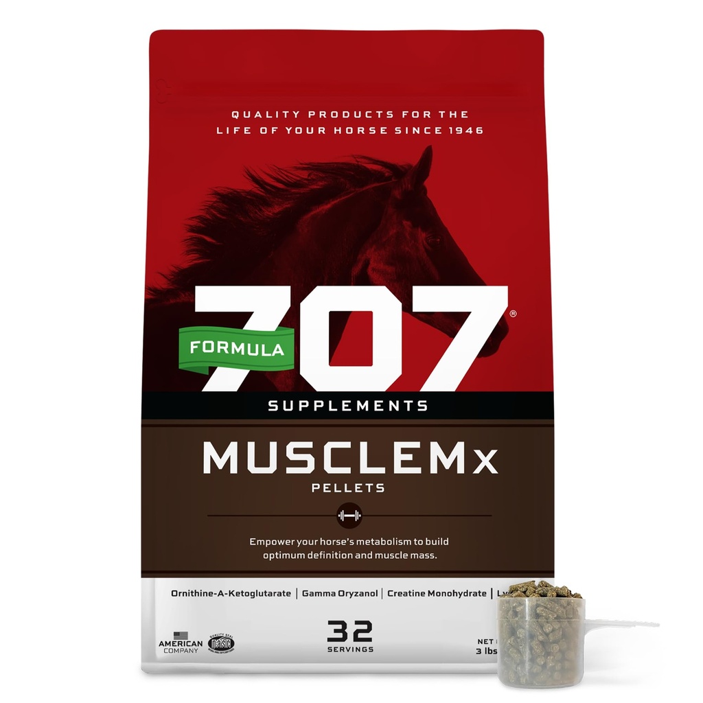 Formule 707 Supplément Hippique MuscleMx, Sac 3lb – Support de Conditionnement et Constructeur Muscle pour Chevaux avec Lysine, Gamma Oryzanol, Créatine & OKG