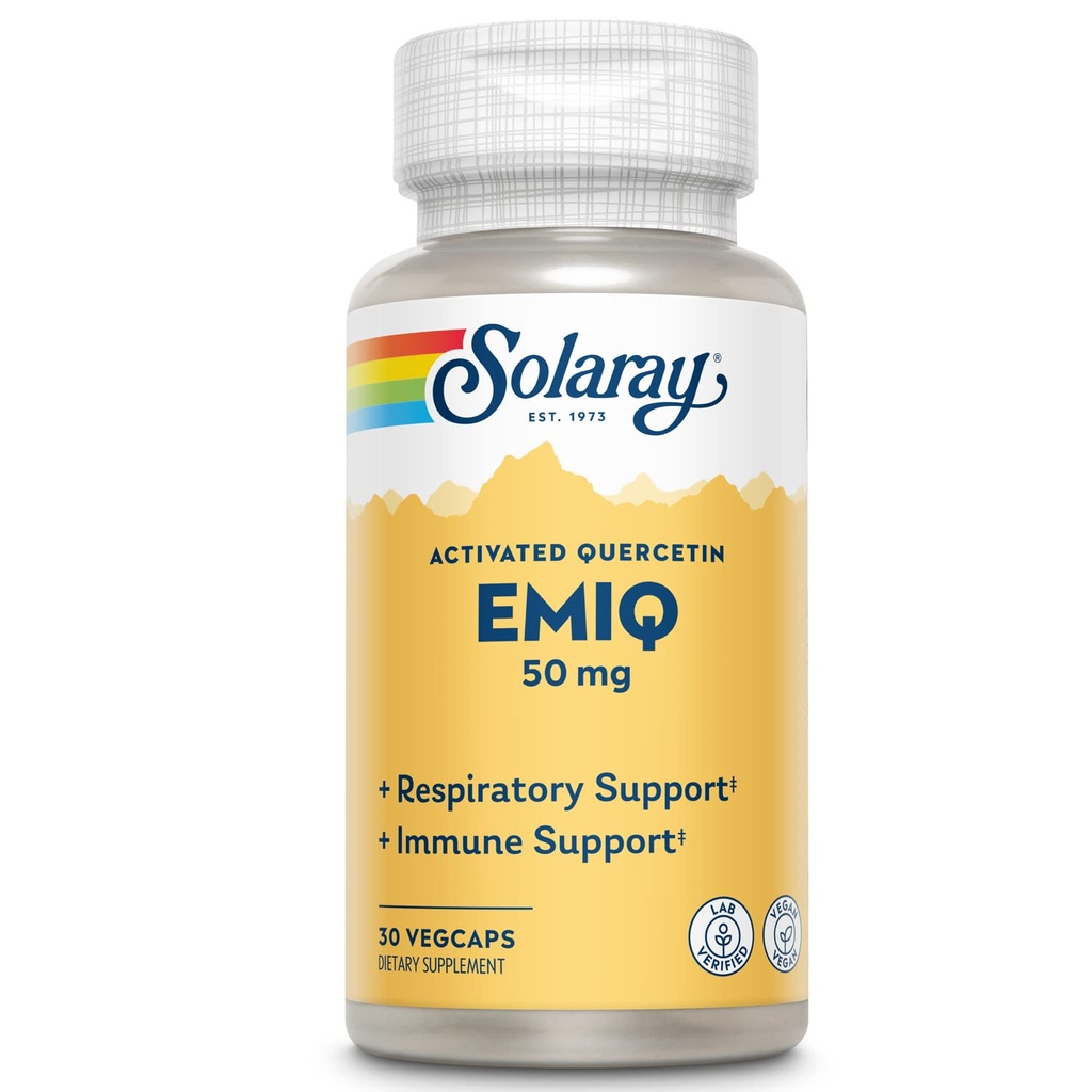 SOLARAY EMIQ aktiviert Quercetin, Sinus, Atem- und Immununterstützung, verbesserte Absorption, 30 Servierungen, 30 VegCaps