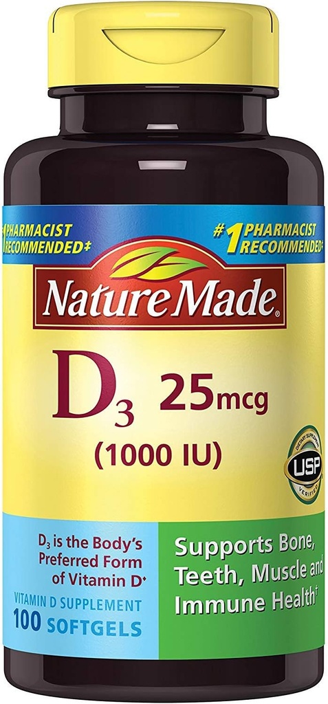 Natur Made Vit D-3 1000Iu, 100 CT (Pack mit 3)