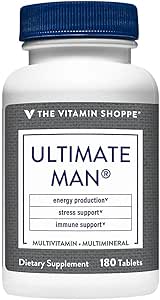 The Vitamin Shoppe Ultimate Man Multivitamin, High Potency Multi - Energy & Antioxidant Blend, Daily Multi-Mineral Supplement for Optimal Men's Health, Gluten & Dairy Free (180 compresse)