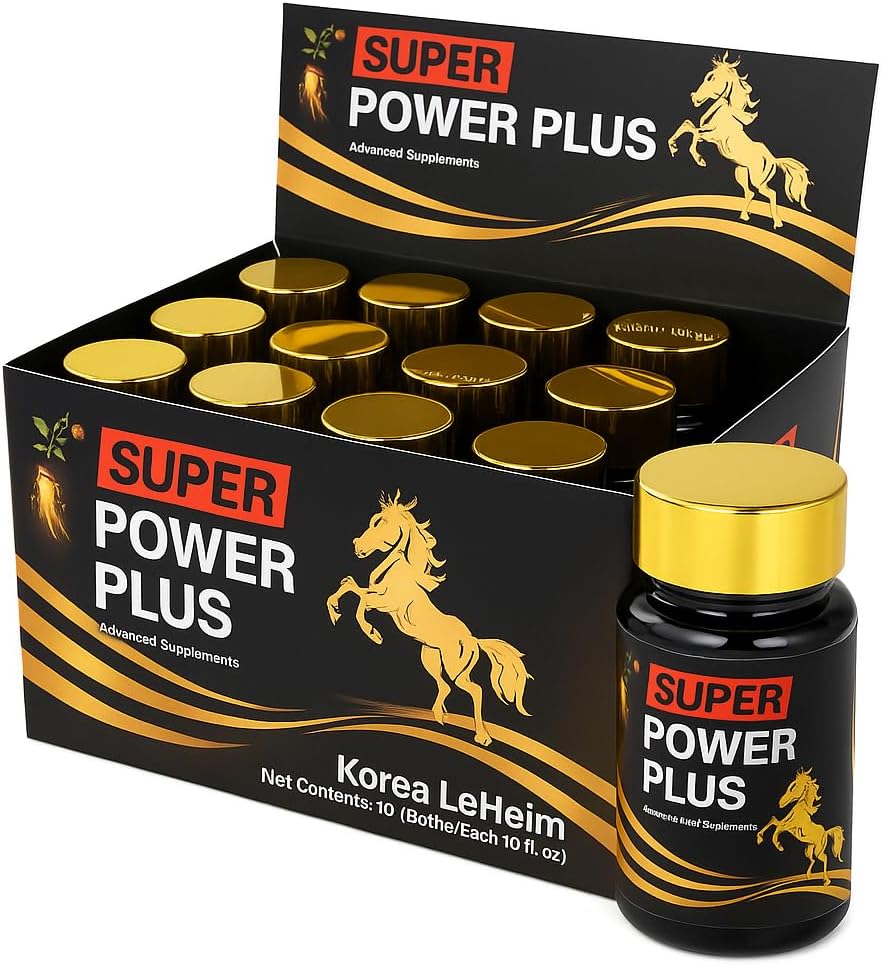 Elestoria Power Plus Super - 10 bottiglie Super Power-Plus Botanical Blend Liquid Supplemento (1 FL OZ) Ginseng coreano Estratto Ginseng Integratore Naturale Men Tonic Ginseng Root Korean Red Ginseng Gocce