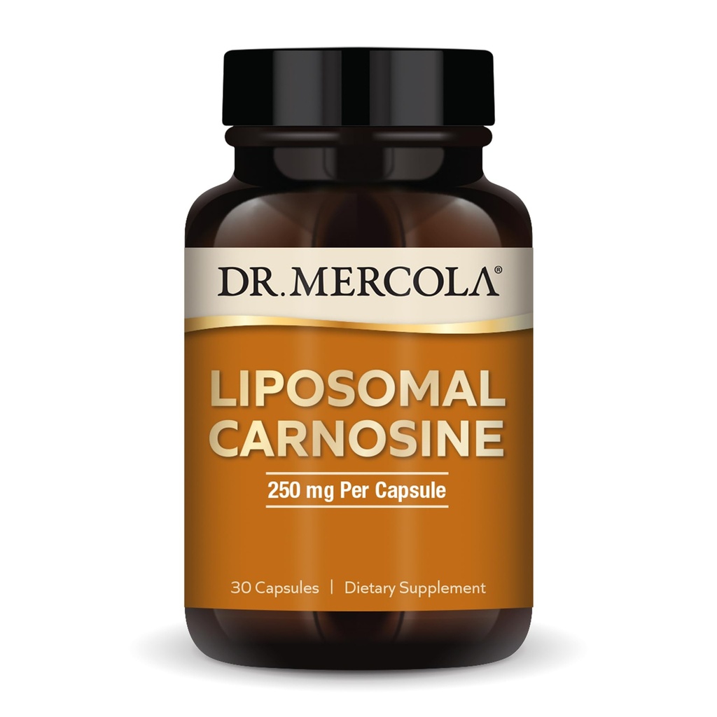 Dr Mercola Carnosine Liposomale, 250mg par gélule, 30 portions (30 gélules), supplément alimentaire, soutient la santé métabolique, non OGM