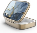 Pillola Case Pill Box con Specchio Retro 2 scomparti Piccolo caso Pillola per Purse o Pocket Bronze Box Pillola rettangolare o Vitamine, Olio di Pesce, Supplementi, Pillola Containe Regali di viaggio (Marmo di Oro Nero)