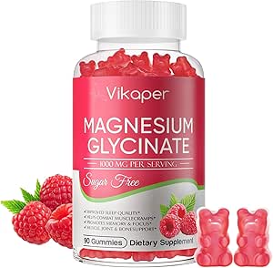 Magnesium Glycinate Gummie Zuckerfrei,Magnesium Kalium-Ergänzung mit Vitamin D3,B6 zu schlafen,Stress,Muskel-Relief,Nerve Gesundheit Unterstützung für Erwachsene,180 Raspberry Flavor Gummy