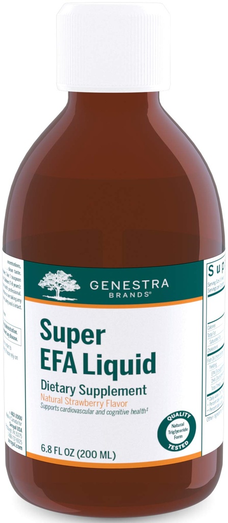 Genestra Marken Super EFA Liquid | EFA Ergänzung zu Cardiovascular, Brain, Augen, und Nerves | 6.8 fl. | Natürliche Erdbeeren Flavor