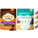 Venture Pal Pilz Kaffee & Elektrolyt Pulver Bundle: 12 in 1 Kaffee mit Ashwagandha & Sugar-Free Elektrolyt-Pakete für Fokus, Immunität, Hydration & Erholung - 40 Servierungen & 16 Sticks